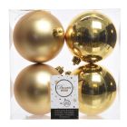 Kaemingk Christmas Baubles Shatterproof - Shiny/Matt Mix - Pack of 4 - Light Gold - dia 10cm