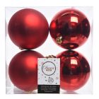 Kaemingk Christmas Baubles Shatterproof - Shiny/Matt Mix - Christmas Red - dia 10cm