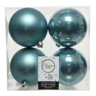 Kaemingk Christmas Baubles Shatterproof - Shiny/Matt Mix - Pack of 4 - Blue Dawn - dia 10cm