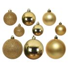 Kaemingk Christmas Baubles Shatterproof - Shiny/Matt/Glitter Mix - Light Gold - dia 4cm/5cm/6cm