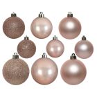 Kaemingk Christmas Baubles Shatterproof - Shiny/Matt/Glitter Mix - Pack of 30 - Blush Pink - dia 4cm/5cm/6cm