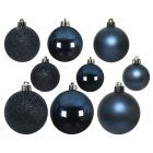 Kaemingk Christmas Baubles Shatterproof - Shiny/Matt/Glitter Mix - Pack of 30 - Night Blue - dia 4cm/5cm/6cm