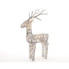 Kaemingk Lumineo LED Grey Wicker Deer Steady - Indoor & Outdoor - Warm White - L 26cm - W 23cm - H 69cm - 48 LED