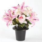 Oasis - Grave Vase Container - Black / Pink / White