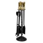 Hearth & Home - Black Companion Set With Round Base / Brass Handles 5 Piece - 19"