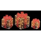 Premier Christmas Acrylic Clear Red Parcels with White LEDS 3 piece