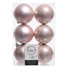 Kaemingk Shatterproof Plain Christmas Baubles Pack of 6 - 8cm Blush Pink