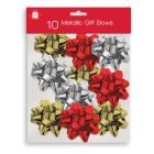 I G Design Large Gold, Silver, Red Christmas Decoration Bows - Pack 10