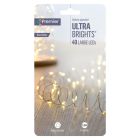 Premier 40 LED Indoor Ultrabrights - Warm White/Silver Wire - Battery Operated