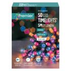 Premier Christmas Multi Action Battery Operated TIMELIGHTS™ - 50 LED - Rainbow/Green Cable