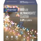 Premier 800 LED Ultrabright Cluster Lights Rainbow/Silver Wire