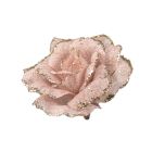 Davies Products Clip-On Jute Rose Christmas Decoration - 12cm Pink & Champagne