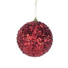 Davies Products Micro Sequin Christmas Tree Bauble - 10cm Red