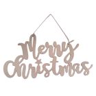 Davies Products Metallic Fabric Merry Christmas Hanging Sign Christmas Decoration - 27cm Peach