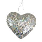 Davies Products Solid Glitter Heart Christmas Tree Bauble - 13.5cm Champagne