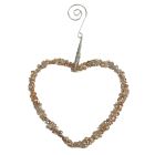 Davies Products Beaded Heart Hanger Christmas Decoration - 12cm Champagne