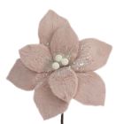 Davies Products Fur Flower Pick Christmas Decoration - 24cm Pink