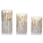 Premier Christmas Printed Glass Candles Woodland Silver Set of 3