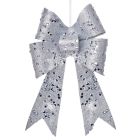 Premier Beaded Christmas Decoration Glitter Bow Clip - 20cm Silver