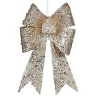 Premier Beaded Christmas Decoration Glitter Bow Clip - 20cm Gold