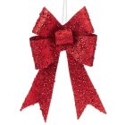 Premier Beaded Christmas Decoration Glitter Bow Clip - 20cm Red