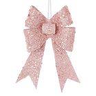 Premier Beaded Christmas Decoration Glitter Bow Clip - 20cm Pink