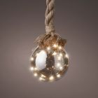 Kaemingk Lumineo Micro LED Ball Christmas Bauble - Battery Operated - Indoor - Silver/Warm White - dia 10cm - H 80cm - 15 LED