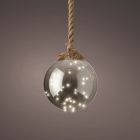 Kaemingk Lumineo Micro 40 LED Ball Christmas Bauble - Battery Operated - Indoor - Silver/Warm White - dia 20cm - H 80cm 