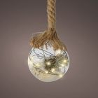 Kaemingk Lumineo Micro LED Ball Christmas Bauble - Battery Operated - Indoor - Silver/Warm White - dia 10cm - H 80cm - 15 LED