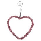 Davies Products Beaded Heart Hanger Christmas Decoration - 12cm Blush