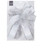 Premier Christmas Tree Top Bow - Silver & White - 1.2m