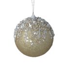 Davies Products 12cm Bead Frost Christmas Tree Bauble - Champagne