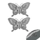 Davies Products Glitter Butterflies Christmas Decoration - Pack of 2 - Silver