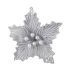 Davies Products Clip-on Poinsettia Christmas Decoration - 25cm Silver