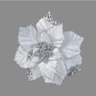 Davies Products Clip-On Velvet Poinsettia Christmas Decoration - 22cm Silver