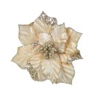 Davies Products Clip-On Velvet Poinsettia Christmas Decoration - 22cm Champagne