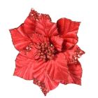 Davies Products Clip-On Velvet Poinsettia Christmas Decoration - 22cm Red