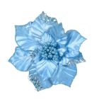 Davies Products Clip-On Velvet Poinsettia Christmas Decoration - 22cm Kingfisher