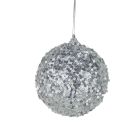 Davies Products Micro Sequin Christmas Tree Bauble - 10cm Silver