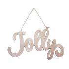 Davies Products Jolly Metallic Fabric Hanging Sign Christmas Decoration - 20cm Peach