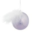 Davies Products Feather Christmas Tree Bauble - 8cm Lilac