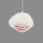 Davies Products Candy Cane Sequin Fur Christmas Tree Bauble - 8cm