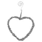 Davies Products Beaded Heart Hanger Christmas Decoration - 12cm Silver