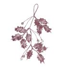 Davies Products Pearl & Diamante Holly Christmas Decoration - 28cm Blush