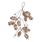 Davies Products Pearl & Diamante Holly Christmas Decoration - 28cm Rose