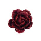 Davies Products Clip-On Velvet Rose Christmas Decoration - 10cm Wine