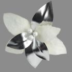 Davies Products Fur & MM Flower Pick Christmas Decoration - 24cm Silver