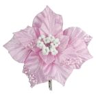 Davies Products Clip-On Velvet Poinsettia Christmas Decoration - 22cm Pink