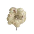 Davies Products Hibiscus Pick Christmas Decoration - 13cm Champagne