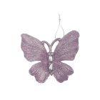 Davies Products Diamante Glitter Butterfly Christmas Tree Bauble - 11cm Lilac